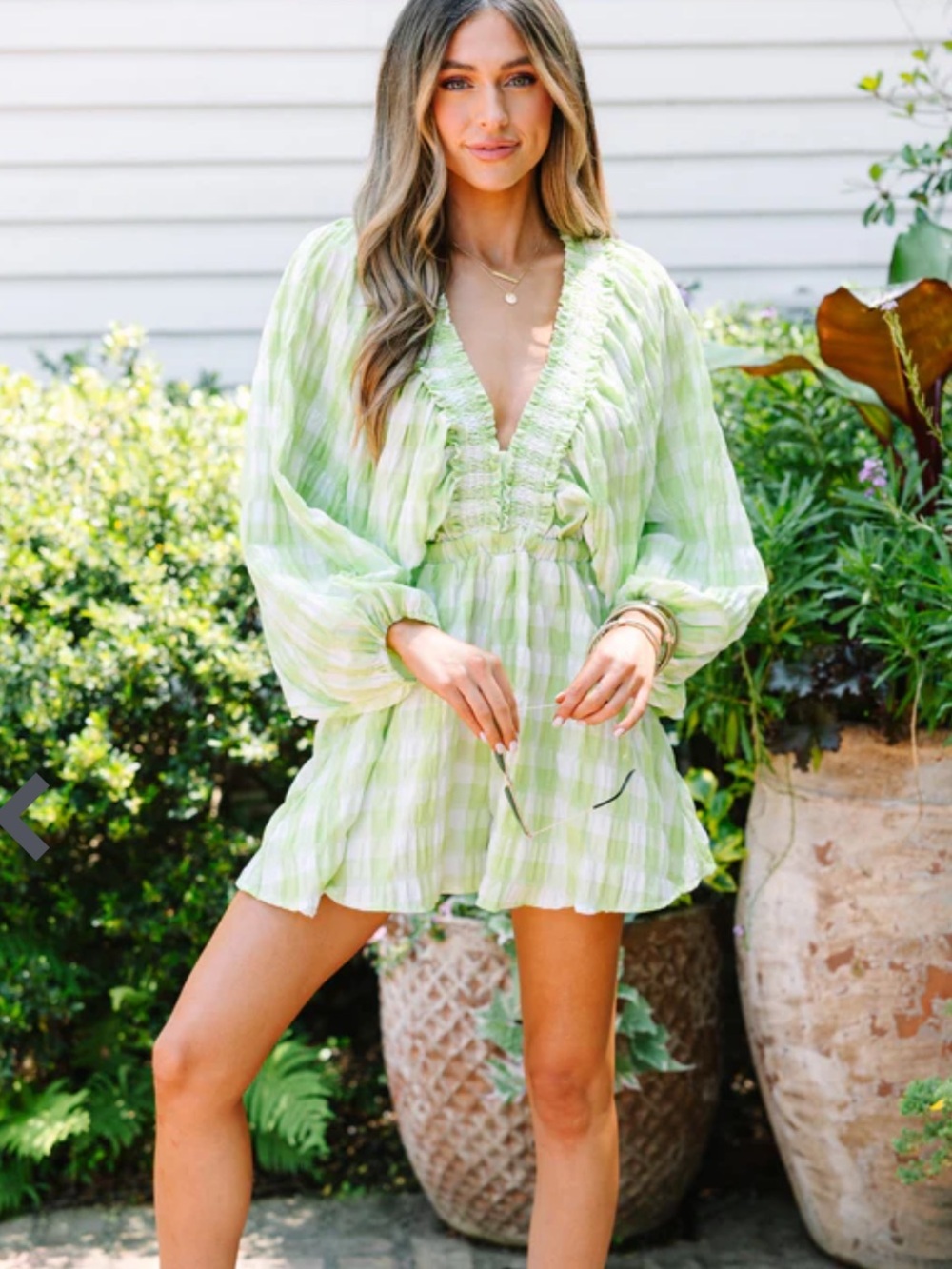 Mable All Up To You Apple Green Gingham Romper Size Small